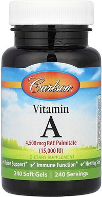 Carlson, Vitamin A, 15.000 IE, 240 Weichkapseln