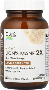 Pure Essence, MyPure™, Lion‘s Mane 2X, Löwenmähne 2X, 500 mg, 60 pflanzliche Kapseln