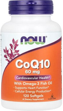 NOW Foods, CoQ10 mit Omega-3 Fischöl, 60 mg, 120 Weichkapseln