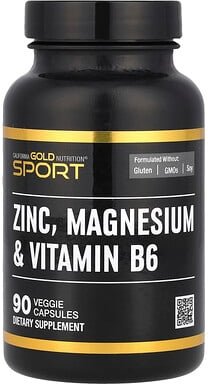 California Gold Nutrition, Sport, Zinc, Magnesium & Vitamin B6, Ergänzungsmittel für Sportler mit Zink, Magnesium und Vi...