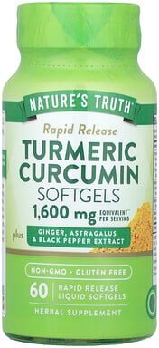Thumbnail - Nature's Truth, Turmeric Curcumin plus Ginger, Astragalus & Black Pepper Extract, Kurkuma-Curcumin plus Ingwer, Tragant ...