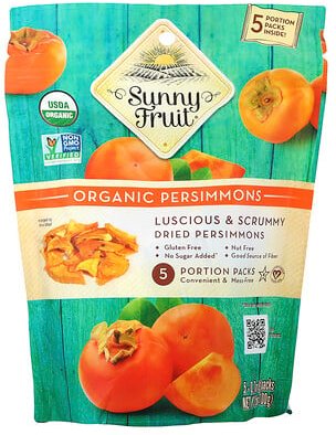 Thumbnail - Sunny Fruit, Organic Dried Persimmons, getrocknete Bio-Kakis, 5 Portionspackungen, je 20 g (0,7 oz.).
