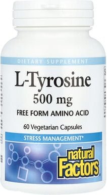 Natural Factors, L-Tyrosin, 500 mg, 60 vegetarische Kapseln