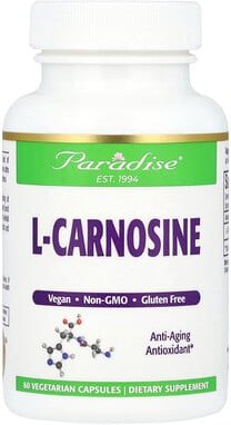 Paradise Herbs, L-Carnosine, L-Carnosin, 60 pflanzliche Kapseln (250 mg pro Kapsel)