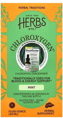 Herbs Etc., ChlorOxygen®, Chlorophyllkonzentrat, alkoholfrei, Minze, 30 ml (1 fl. oz.)