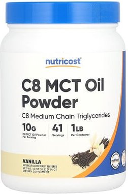 Nutricost, C8 MCT Oil Powder, C8 MCT-Ölpulver, Vanille, 454 g (1 lb.)