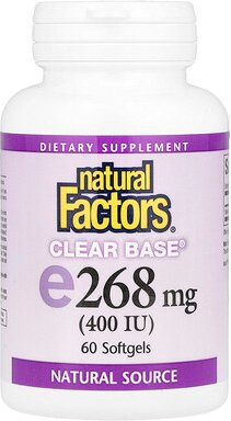 Natural Factors, Clear Base® Vitamin E, 268 mg (400 IU), 60 Weichkapseln