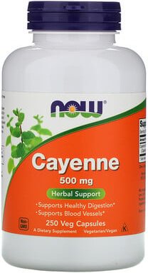 NOW Foods, Cayenne, 500 mg, 250 vegetarische Kapseln