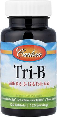 Carlson, Tri-B® mit B6, B12 und Folsäure, 120 Tabletten