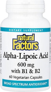Natural Factors, Alpha-Lipoic Acid with B1 & B2, Alpha-Liponsäure mit B1 und B2, 60 pflanzliche Kapseln