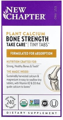 New Chapter, Pflanzliches Calcium, Knochenstärke, Vorsicht, 240 vegetarische winzige Tabletten