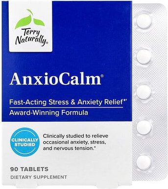 Terry Naturally, AnxioCalm®, Ergänzungsmittel zur Linderung von Stress und Angst, 90 Tabletten (20 mg pro Tablette)