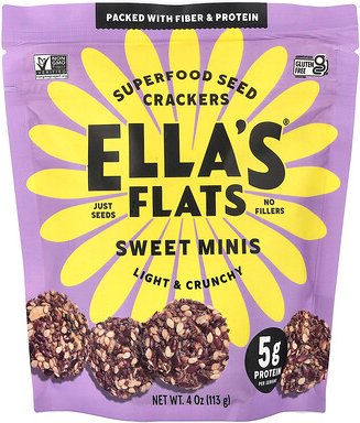 Ella's Flats, Superfood Seed Crackers, Sweet Minis, Superfood-Samen-Cracker, süße Minis, 113 g (4 oz.)