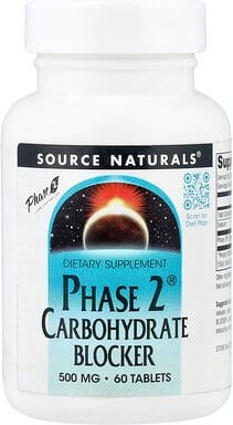 Thumbnail - Source Naturals, Phase 2® Carbohydrate Blocker, Kohlenhydrat-Blocker, 500 mg, 60 Tabletten