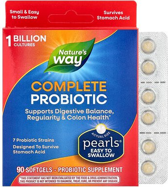 Nature's Way, Pearls®, Complete Probiotic, vollständiges Probiotikum, 1 Milliarde KBE, 90 Weichkapseln