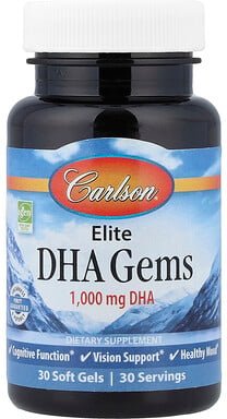 Carlson, Elite DHA Gems, 1.000 mg, 30 Weichkapseln