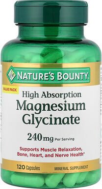 Nature's Bounty, Magnesium Glycinate, hohe Absorption, 120 Kapseln (120 mg pro Kapsel)