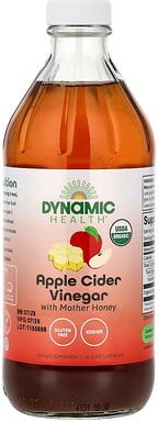 Dynamic Health, Raw Apple Cider Vinegar with Mother & Honey, Apfelessig mit Essigmutter und Honig, 473 ml (16 fl. oz.)