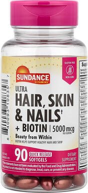 Sundance Vitamins, Ultra Haare, Haut und Nägel + Biotin, 90 Weichkapseln mit schneller Freisetzung