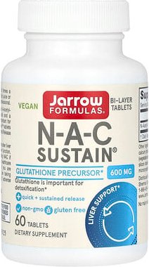 Jarrow Formulas, Vegan NAC Sustain, vegan, 600 mg, 60 Tabletten