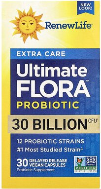 Renew Life, Extra Care Ultimate Flora™ Probiotikum, 30 Milliarden KBE, 30 vegane Kapseln mit verzögerter Freisetzung