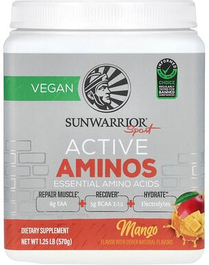 Sunwarrior, Sport, Active Aminos, aktive Aminosäuren, Mango, 570 g (1,25 lb.)