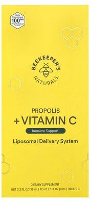 Thumbnail - Beekeeper's Naturals, Propolis + Vitamin C, Propolis + Vitamin C, 12 Päckchen, je 8 ml (0,27 fl. oz.).