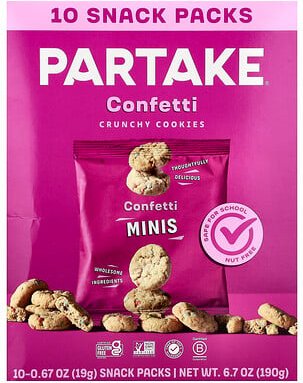 Partake, Crunchy Cookies, knusprige Kekse, Konfetti, 10 Snack-Packs, je 19 g (0,67 oz.)