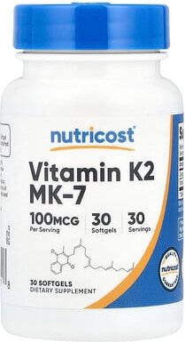 Thumbnail - Nutricost, Vitamin K2 MK-7, Vitamin K2 MK-7, 100 mcg, 30 Weichkapseln