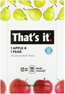 That's It, Fruchtriegel, Apfel + Birne, 12 Riegel, je 35 g (1,2 oz.)