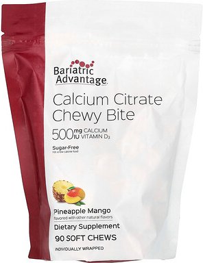 Bariatric Advantage, Calcium Citrate Chewy Bite, Calciumcitrat-Kau-Snack, zuckerfrei, Ananas-Mango, 90 Kau-Snacks