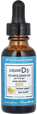 Thumbnail - The Vitamin Shoppe, Liquid Vitamin D3, flüssiges Vitamin D3, Zitrus, 125 mcg (5.000 IU), 30 ml (1 fl. oz.)