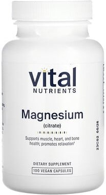 Vital Nutrients, Magnesium(citrat), Magnesium(citrat), 100 vegane Kapseln (150 mg pro Kapsel)