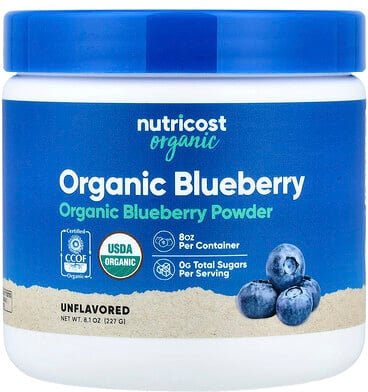 Nutricost, Organic Blueberry Powder, Bio-Heidelbeerpulver, geschmacksneutral, 227 g (8,1 oz.)