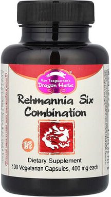Dragon Herbs, Rehmannia Six Combination, Rehmannia-Sechs-Kombination, 100 pflanzliche Kapseln