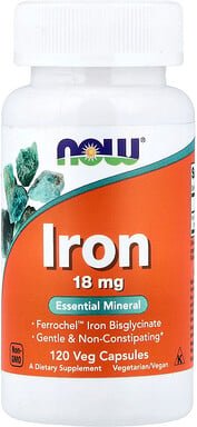 NOW Foods, Iron, Eisen, 18 mg, 120 pflanzliche Kapseln