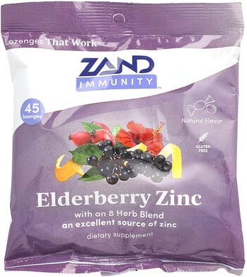 Zand, Immunity, Elderberry Zinc, Holunder-Zink, natürlich, 45 Lutschtabletten