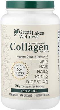 Thumbnail - Great Lakes Wellness, Grass-Fed Bovine Collagen Peptides, Unflavored, Kollagenpeptide von grasgefütterten Rindern, gesch...