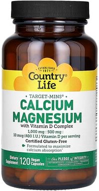 Country Life, Target-Mins, Calcium-Magnesium mit Vitamin-D-Komplex, 120 vegane Kapseln