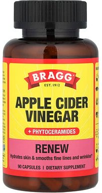 Bragg, Renew, Apple Cider Vinegar + Phytoceramides, Apfelessig + Phytoceramide, 90 Kapseln
