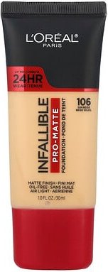 L'Oréal, Infallitable, Pro- Matte Foundation, pro-matte Foundation, 106 Sun Beige, 30 ml (1 fl. oz.)