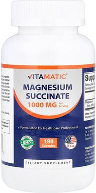Thumbnail - Vitamatic, Magnesium Succinate, Magnesiumsuccinat, 180 Kapseln (500 mg pro Kapsel)