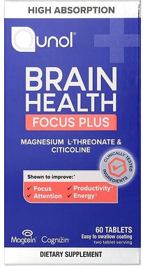 Qunol, Brain Health, Focus Plus, Gehirngesundheit, 60 Tabletten