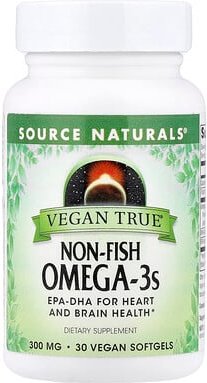 Source Naturals, Vegan True®, Non-Fish Omega-3s, fischfreie Omega-3-Fettsäuren, 300 mg, 30 vegane Weichkapseln