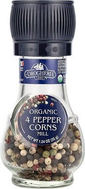 Drogheria & Alimentari, Organic 4 Peppercorns Mill, Bio-Pfeffermühle mit 4 Pfefferkörnern, 35 g (1,24 oz.)