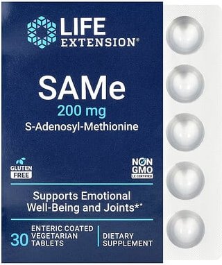 Thumbnail - Life Extension, SAMe, S-Adenosyl-Methionin, 200 mg, 30 magensaftresistente pflanzliche Tabletten