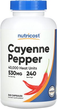 Thumbnail - Nutricost, Cayenne-Pfeffer, 40.000 Wärmeeinheiten, 530 mg, 240 Kapseln