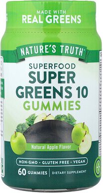 Nature's Truth, Superfood, Super Greens 10 Gummies, natürlicher Apfel, 60 Fruchtgummis