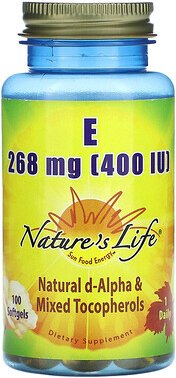 Nature's Life, Vitamin E, 268 mg (400 IU), 100 Weichkapseln