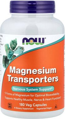 NOW Foods, Magnesium Transporters, Magnesium-Transporterer, 120 mg, 180 pflanzliche Kapseln